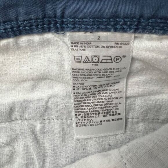 Banana Republic Women's Size 2 Blue Khaki Cuffed Hem Mom Shorts 4" Inseam Casual - Picture 7 of 12